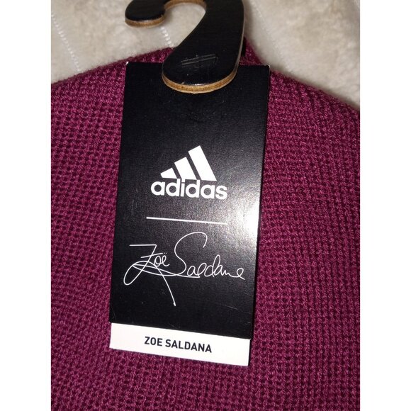 Adidas Women's Beanie Hat Crimson Purple White New with Tags  Zoe Saldana OSFM - Picture 3 of 5
